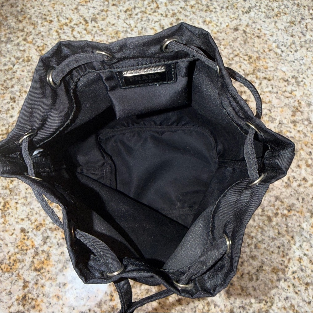 Prada Black Nylon Drawstring Bucket Pouch - Picture 4 of 5